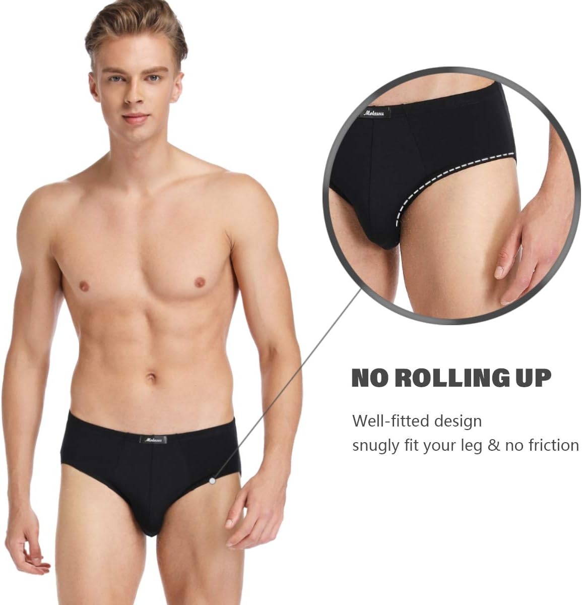 image:imageMolasus Mens Underwear Soft Modal Microfiber Briefs No Fly Silky Bikini Underpants MultipackMulticolored4 Pack