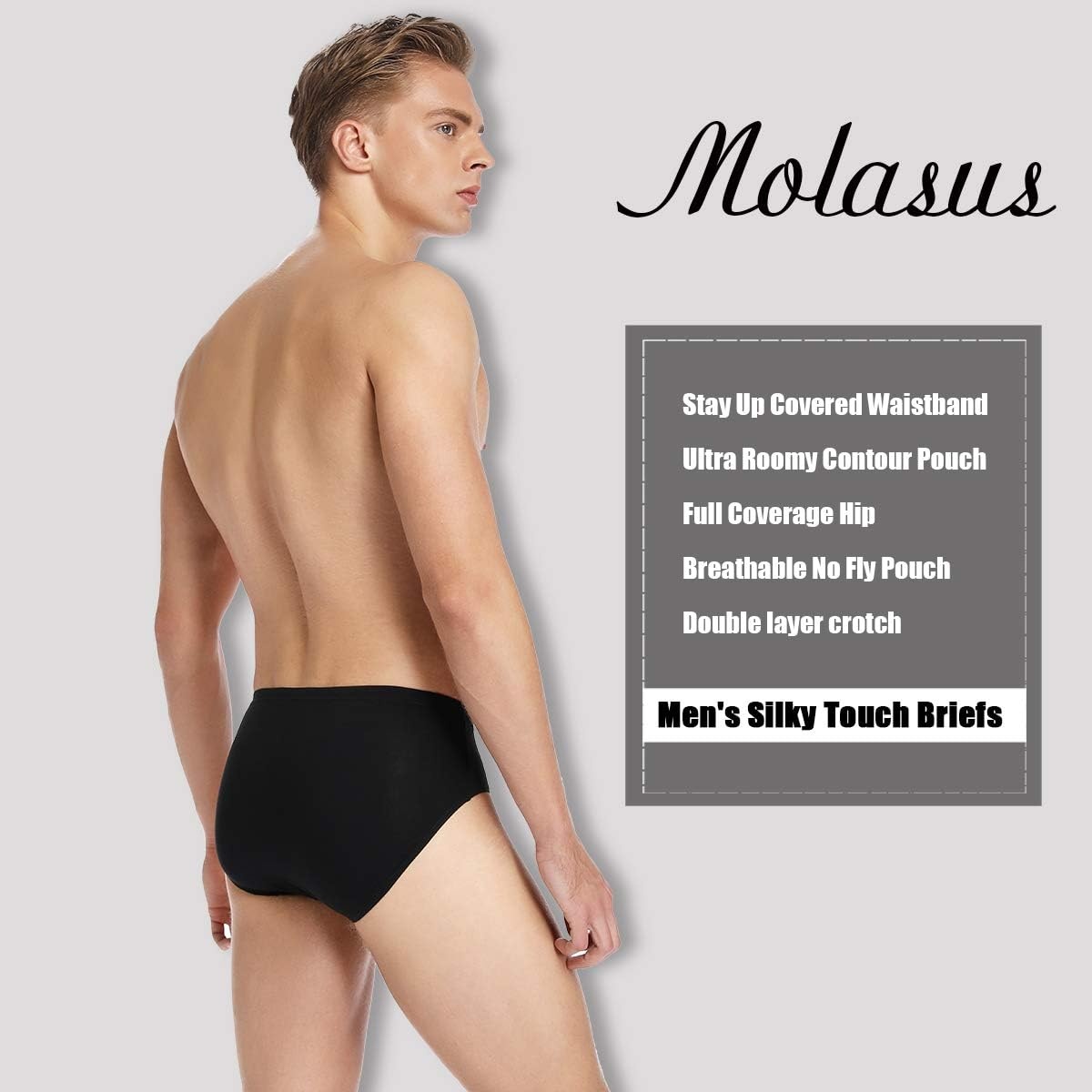 image:imageMolasus Mens Underwear Soft Modal Microfiber Briefs No Fly Silky Bikini Underpants MultipackMulticolored4 Pack