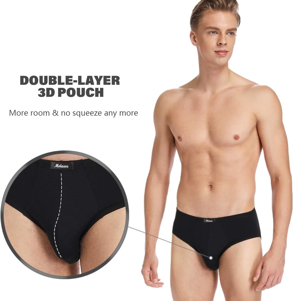 image:imageMolasus Mens Underwear Soft Modal Microfiber Briefs No Fly Silky Bikini Underpants MultipackMulticolored4 Pack