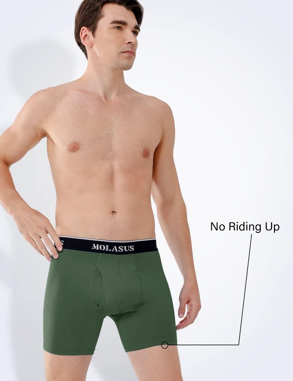 image:imageMolasus Mens Boxer Briefs Soft Cotton Open Fly Tagless Underwear
