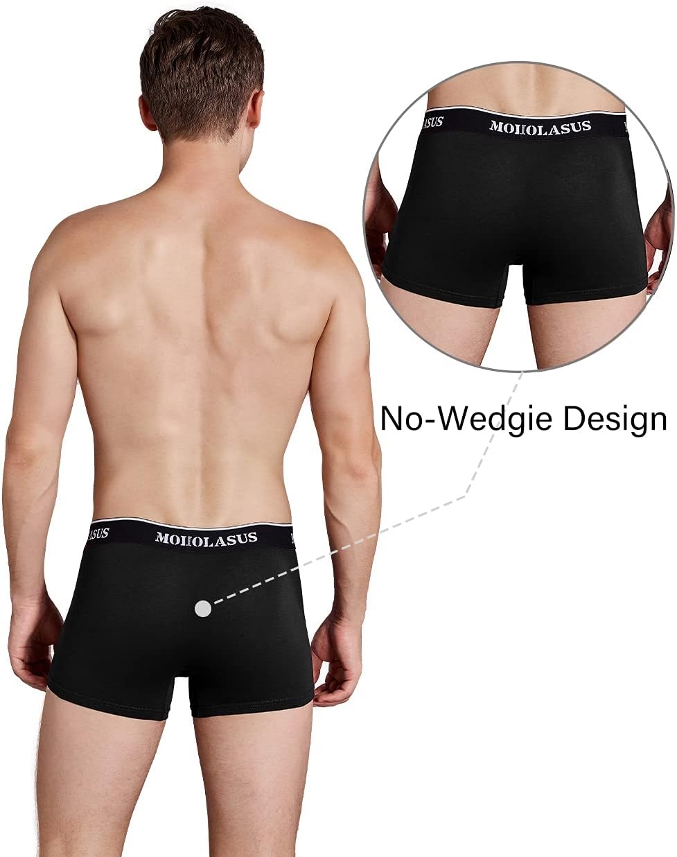 image:imageMolasus Mens Cotton Stretch Trunks Underwear No Fly Tagless Underpants Pack of 5Black5pack