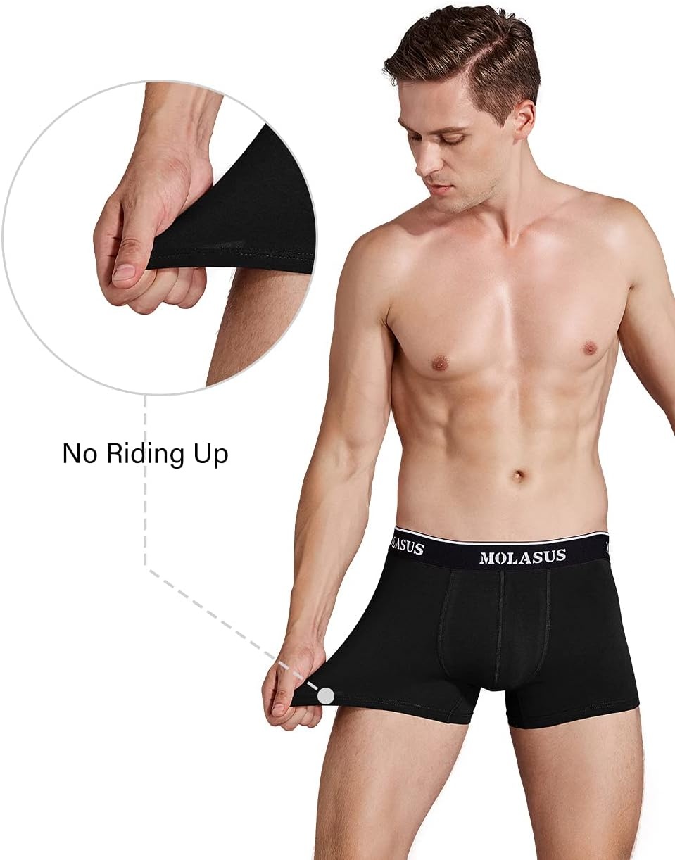 image:imageMolasus Mens Cotton Stretch Trunks Underwear No Fly Tagless Underpants Pack of 5Black5pack
