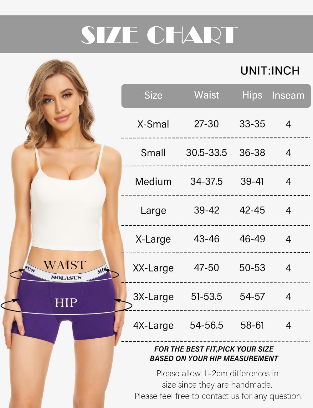 image:imageMolasus Womens Cotton Boxer Briefs Boy Shorts Underwear 4PackMulticolorpack of 4