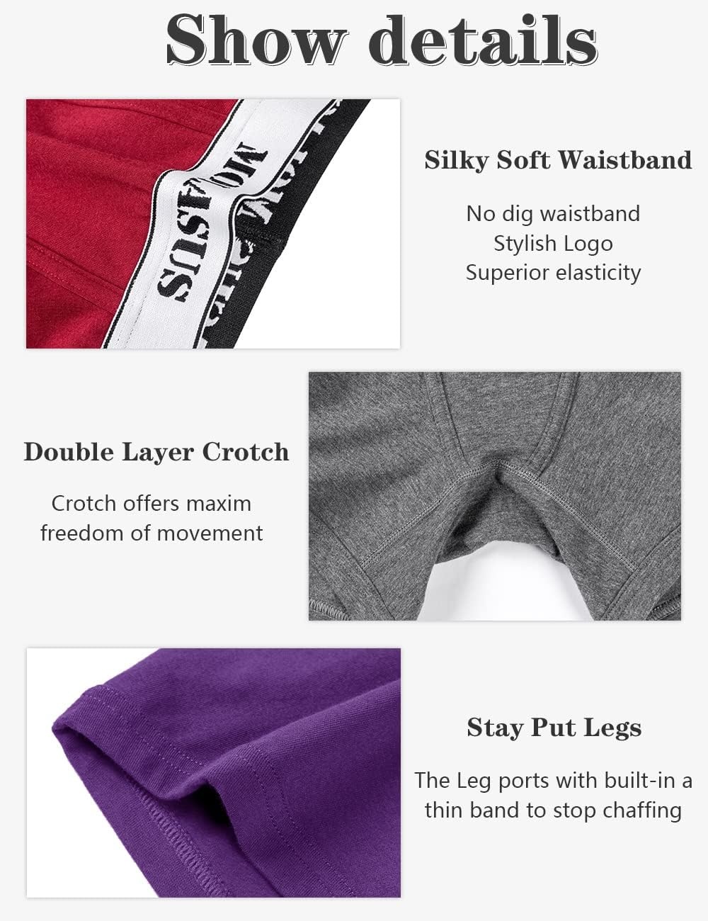 image:imageMolasus Womens Cotton Boxer Briefs Boy Shorts Underwear 4PackMulticolorpack of 4