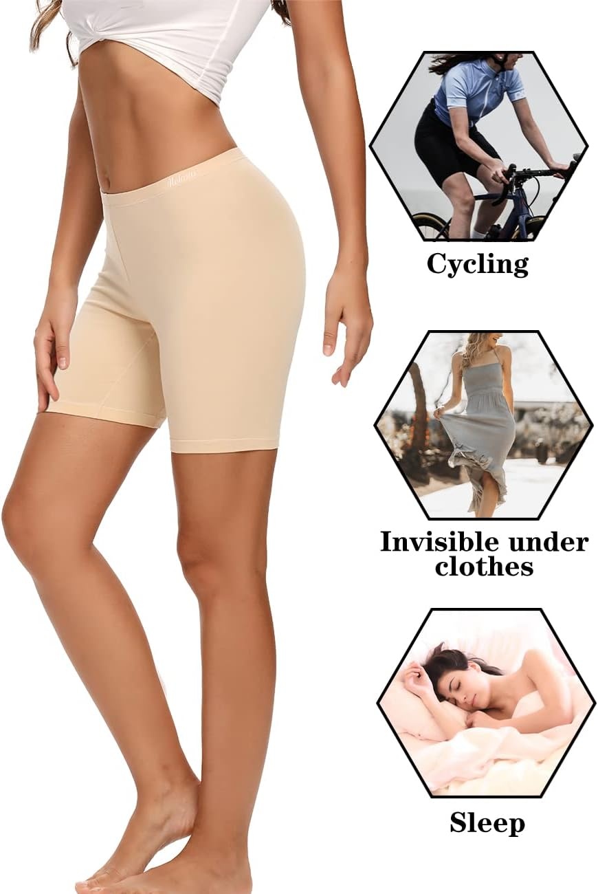 image:imageMolasus Womens Cotton Boxer Shorts Underwear Anti Chafing Bike ShortsRegular amp Plus SizeBeige