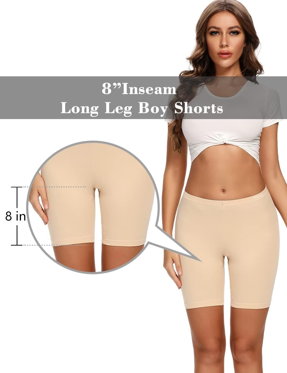 image:imageMolasus Womens Cotton Boxer Shorts Underwear Anti Chafing Bike ShortsRegular amp Plus SizeBeige