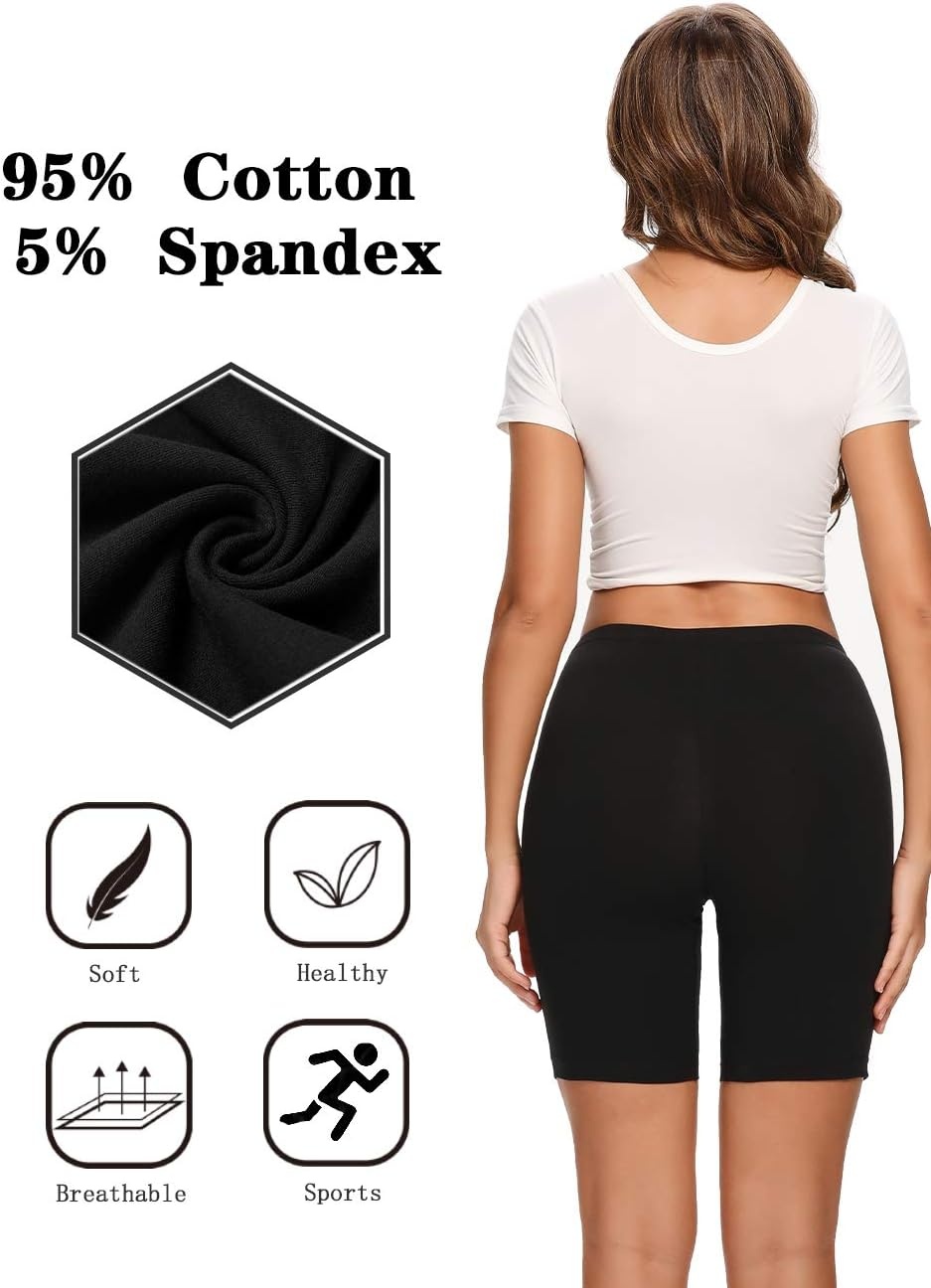 image:imageMolasus Womens Cotton Boxer Shorts Underwear Anti Chafing Bike ShortsRegular amp Plus SizeBlack