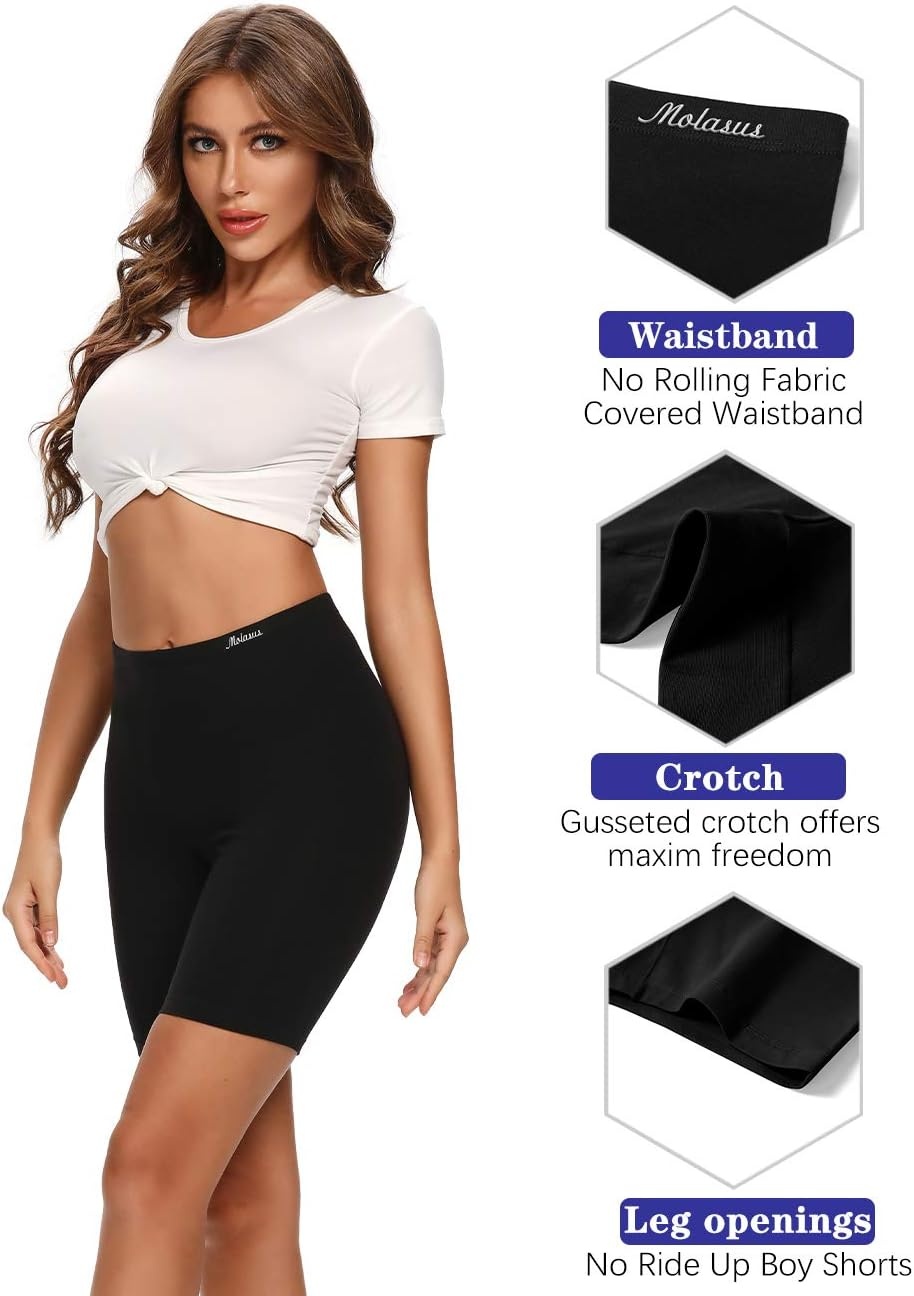 image:imageMolasus Womens Cotton Boxer Shorts Underwear Anti Chafing Bike ShortsRegular amp Plus SizeBlack