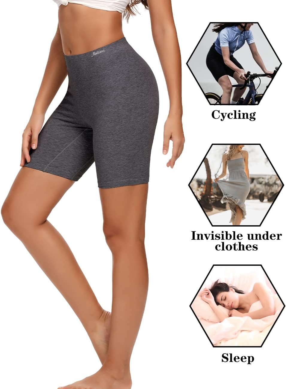 image:imageMolasus Womens Cotton Boxer Shorts Underwear Anti Chafing Bike ShortsRegular amp Plus SizeCharcoalPurpleBrownMud Yellow