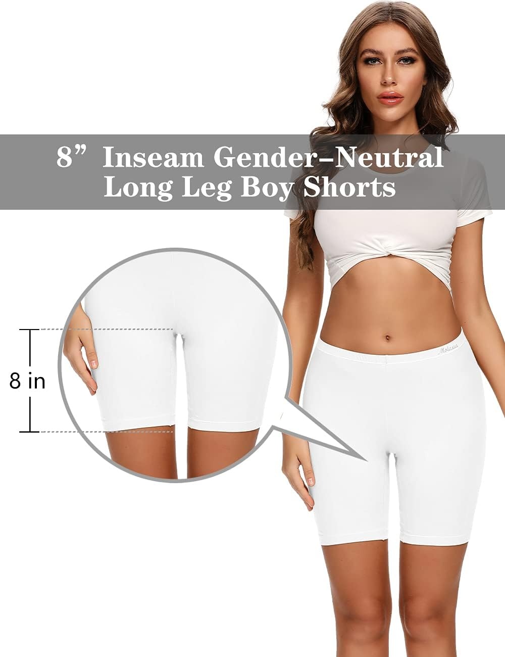 image:imageMolasus Womens Cotton Boxer Shorts Underwear Anti Chafing Bike ShortsRegular amp Plus SizeWhite
