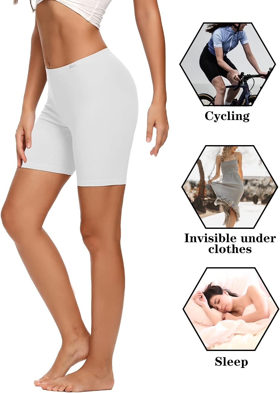 image:imageMolasus Womens Cotton Boxer Shorts Underwear Anti Chafing Bike ShortsRegular amp Plus SizeWhite