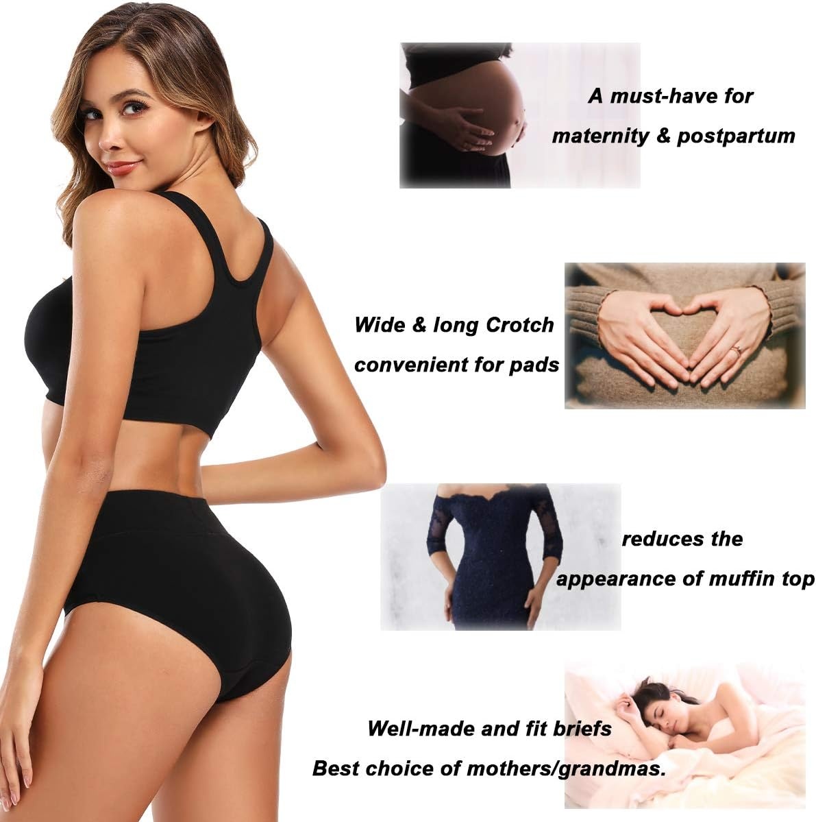 image:imageMolasus Womens Cotton Underwear High Waisted Full Coverage Ladies Panties Regular amp Plus SizeBlack