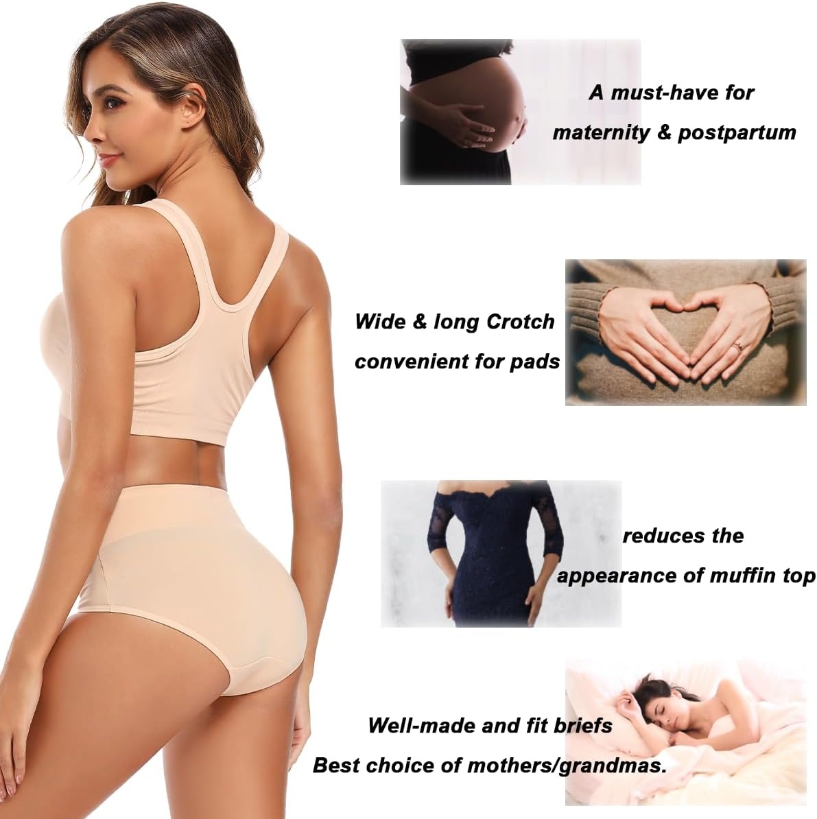 image:imageMolasus Womens Cotton Underwear High Waisted Full Coverage Ladies Panties Regular amp Plus SizeNude5pack