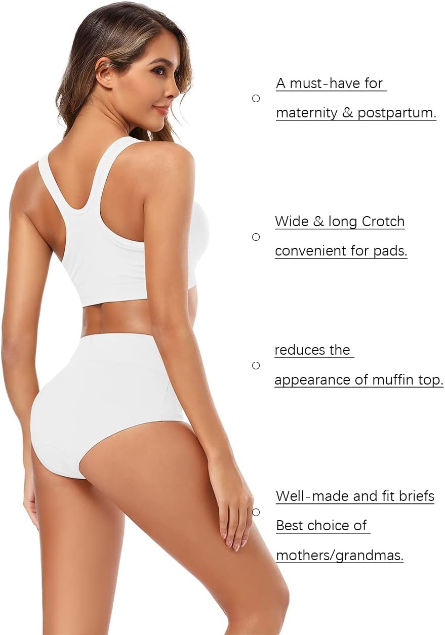 image:imageMolasus Womens Cotton Underwear High Waisted Full Coverage Ladies Panties Regular amp Plus SizeWhite5pack