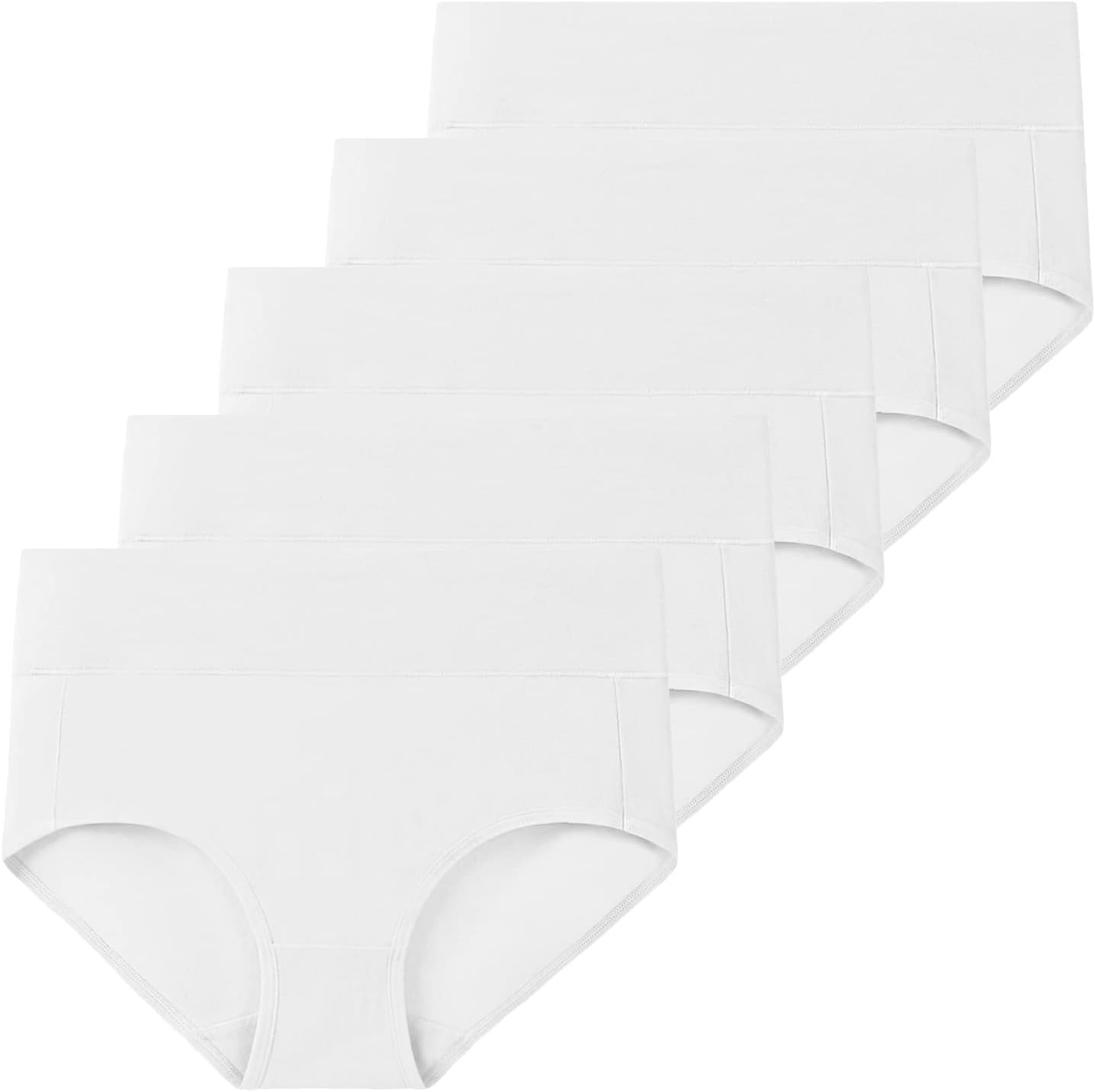 image:imageMolasus Womens Cotton Underwear High Waisted Full Coverage Ladies Panties Regular amp Plus SizeWhite5pack