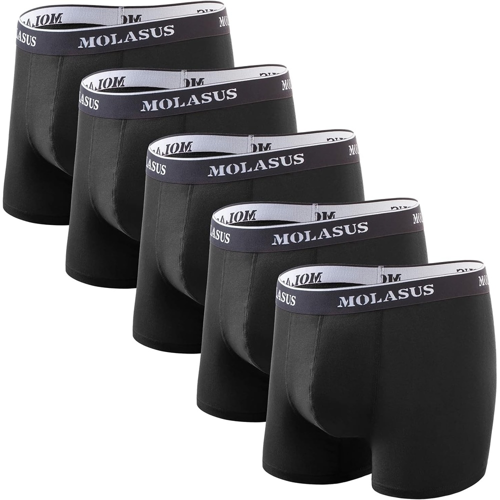 image:imageMolasus Mens Cotton Stretch Trunks Underwear No Fly Tagless Underpants Pack of 5Black5pack