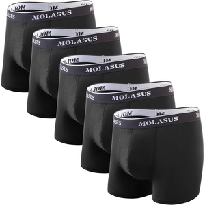 image:imageMolasus Mens Cotton Stretch Trunks Underwear No Fly Tagless Underpants Pack of 5Black5pack
